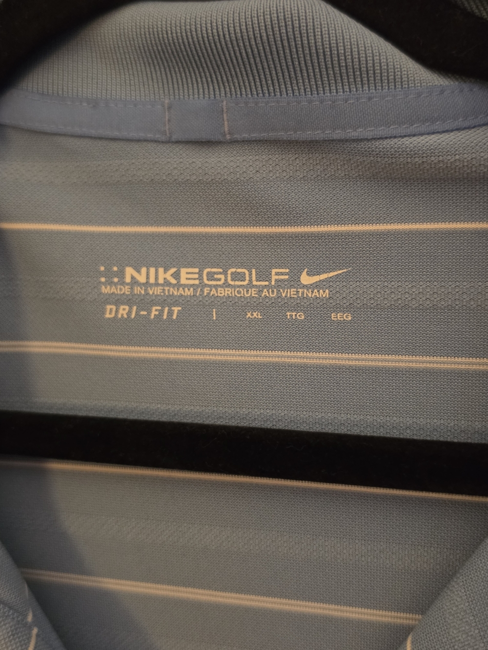 Nike Light Blue Striped Golf Polo, preowned. Size XXL - Picture 3 of 5